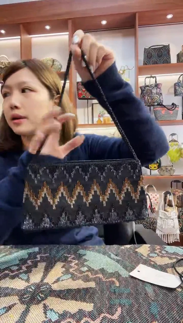 织物12号手工珠珠包包腋下斜跨包手拿包手提晚宴包