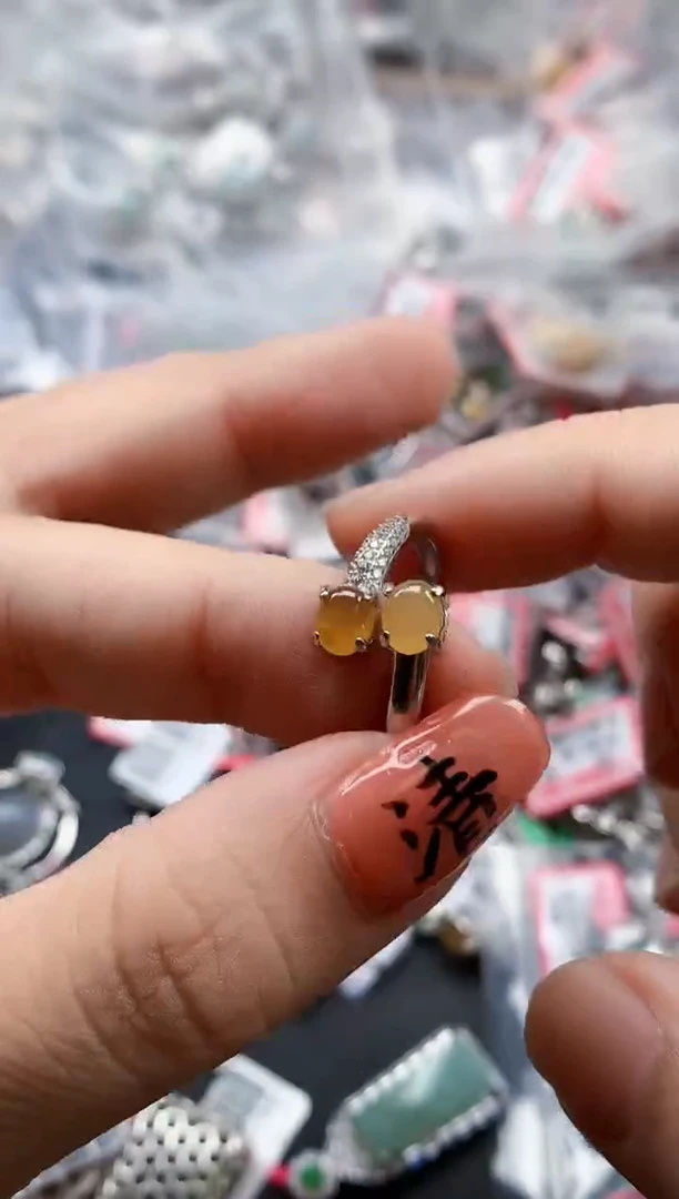 银S925镶嵌戒指翡翠天然A货缅甸翡翠