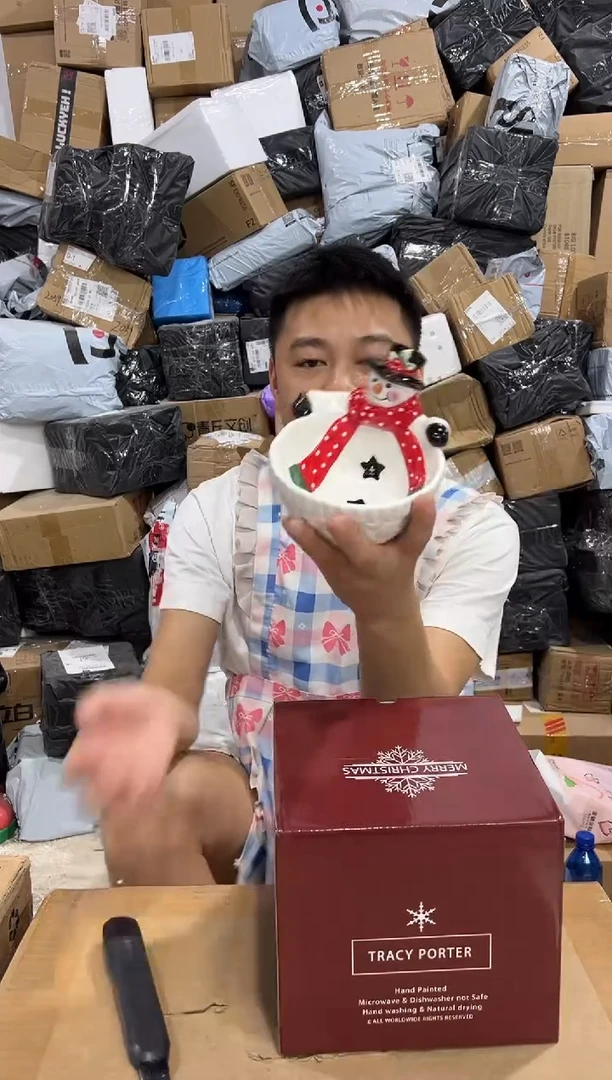 瓷片原盒雪人碗