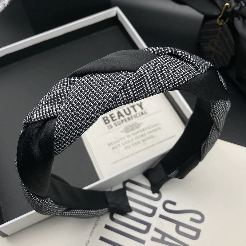 新款黑色网红饰品时尚编织窄边发箍复古原创设计百搭简约压发高档