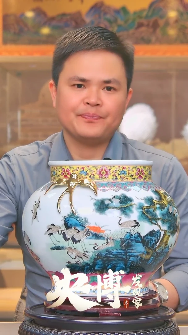 【闪购商品】摆件粉彩百鹤燕子尊/景德镇陶瓷摆件