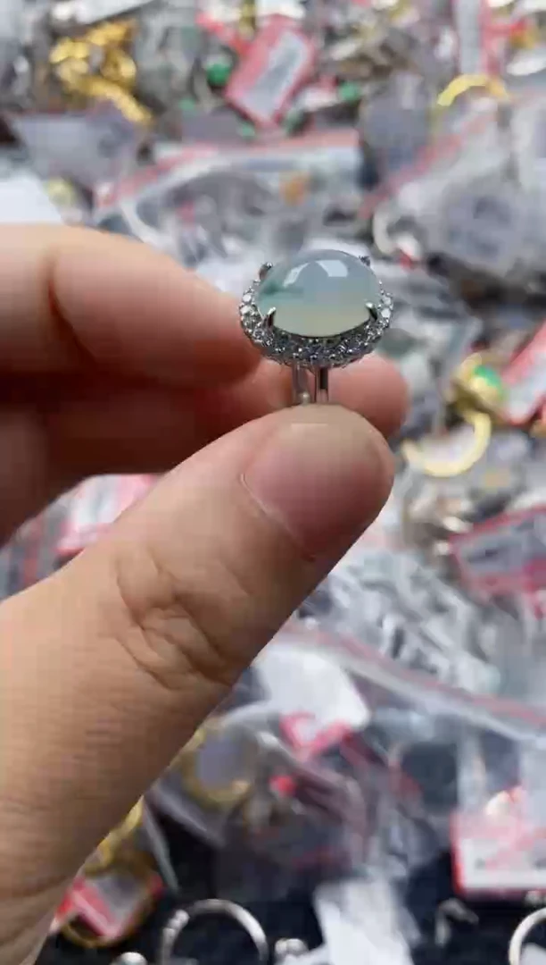 银S925镶嵌戒指翡翠222   7
