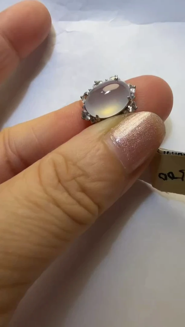 银S925镶嵌戒指翡翠925银镶缅甸A货翡翠戒指