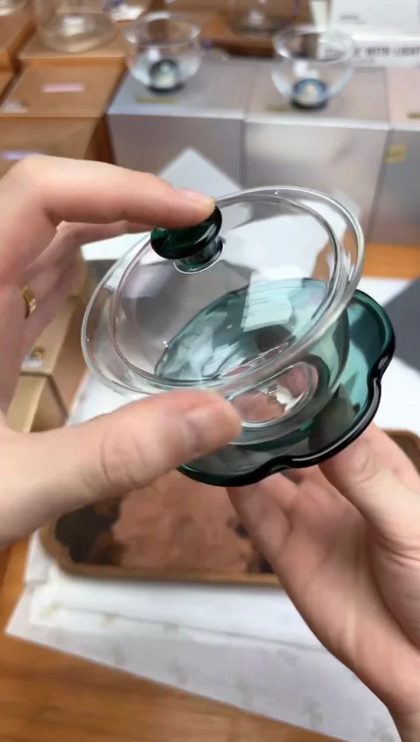 风谜金标荷悦盖碗墨绿+风谜茶巾