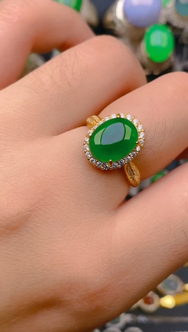 【闪购商品】翡翠戒指银S925镶嵌天然A货翡翠1