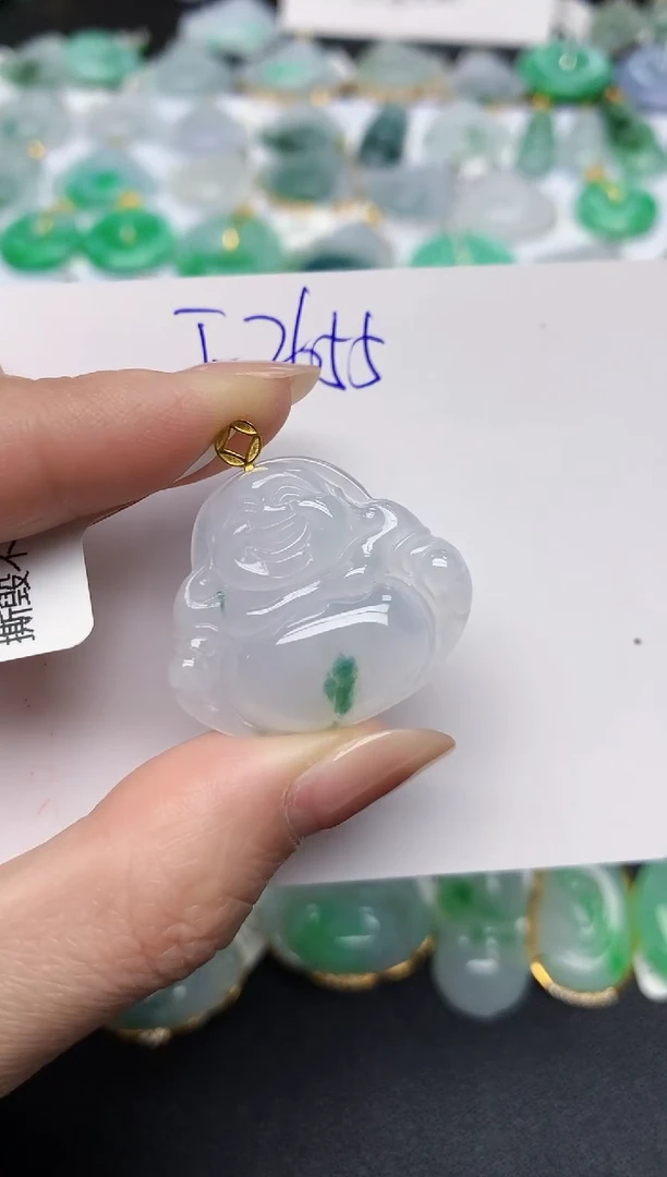 颈饰18K金镶嵌翡翠天然缅甸A货翡翠百元以上9元证书费自理
