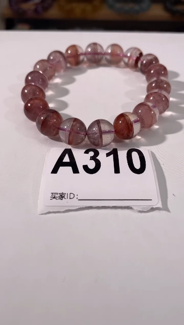 水晶手链未镶嵌A310 红泥胶花一线天 11+