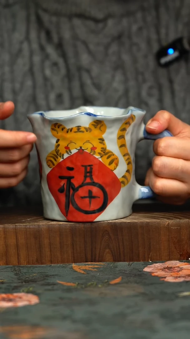 杯釉下彩手工手绘同款陶器