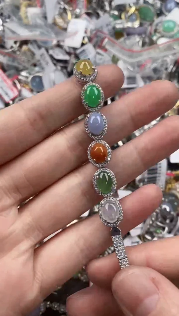 银S925镶嵌戒指翡翠444      4