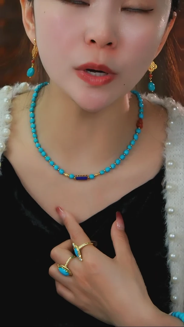 【闪购商品】绿松石项链银S925镶嵌发货一件5m