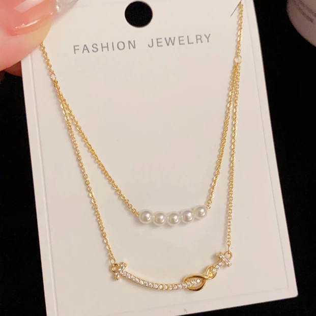 铜合金吊坠 L1108 微笑半双层项链轻奢吊坠百搭简约