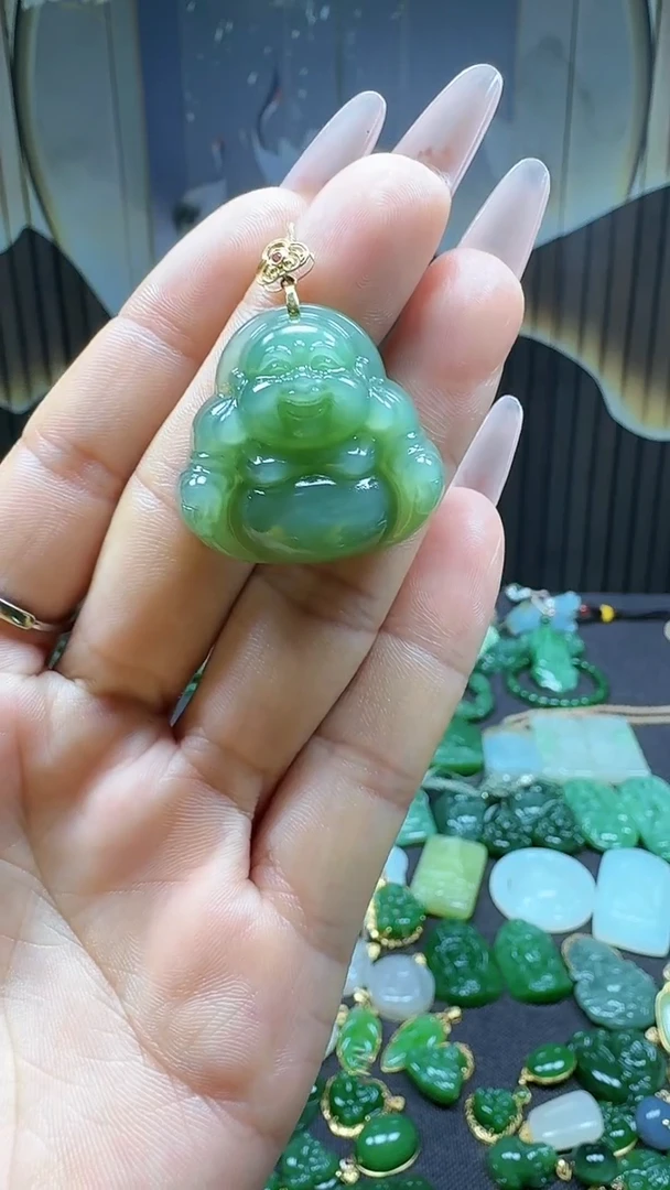 【闪购商品】和田玉吊坠(不含链)18K金镶嵌1