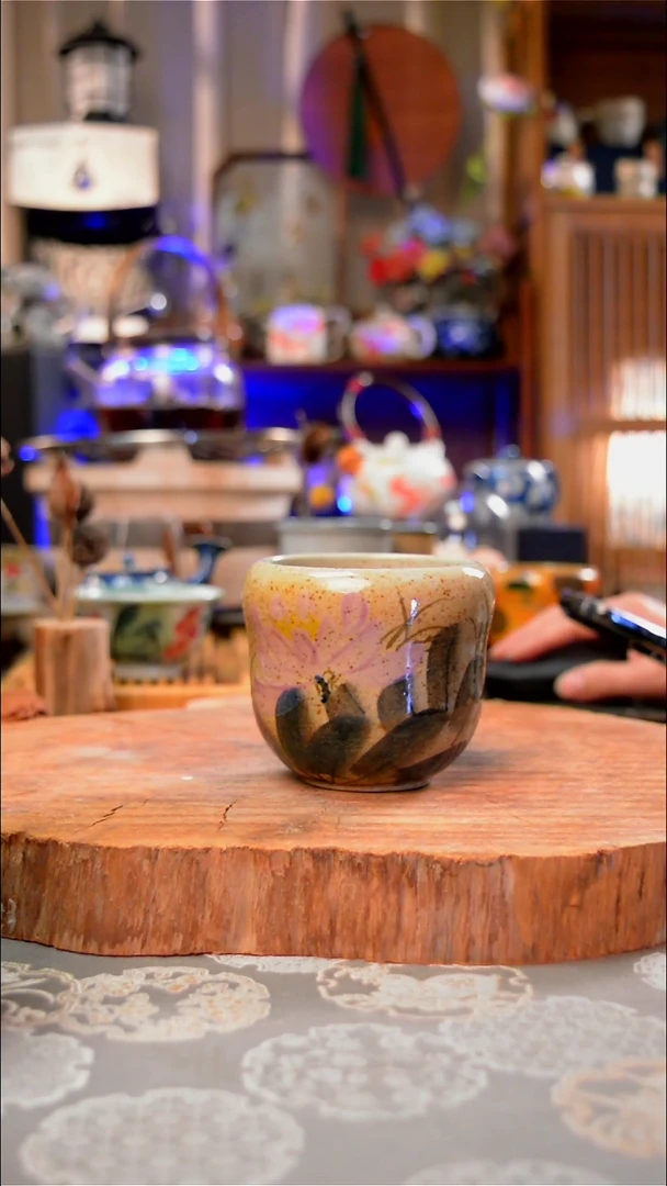 【闪购商品】杯子蓝色荷花手工手绘手工手绘