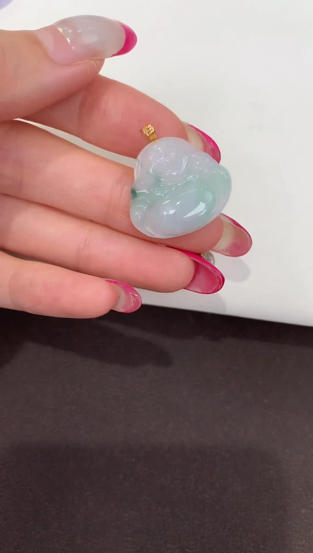 颈饰18K金镶嵌翡翠缅甸a货翡翠