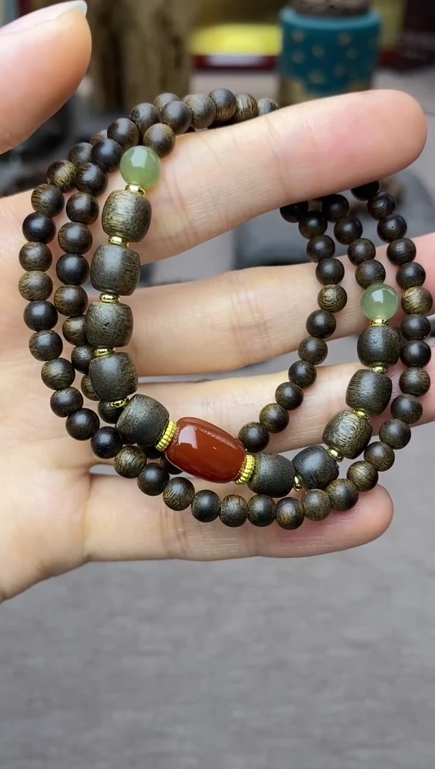 【闪购商品】沉香手串白棋04+紫棋06三圈设计