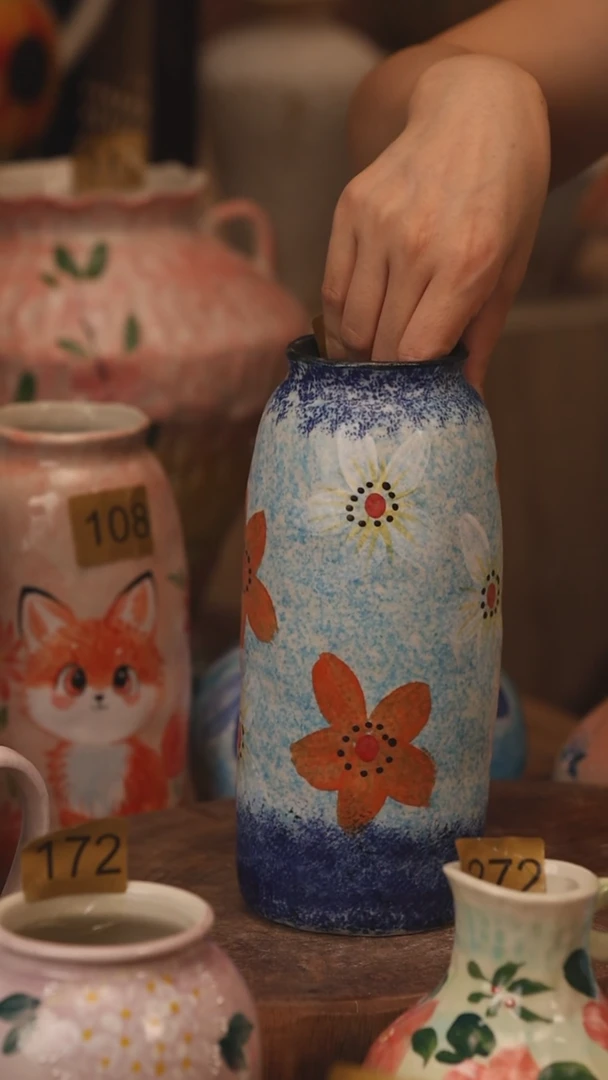 陶瓷322景德镇设计师手作花器摆件侘寂风