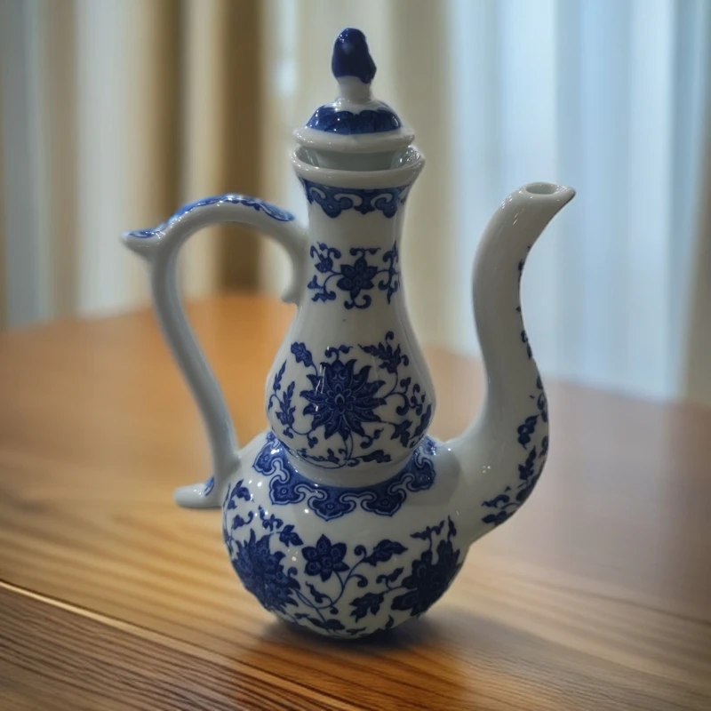 高度24肚径10景德镇陶瓷青花葫芦壶196