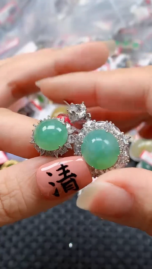 银S925镶嵌戒指翡翠天然A货缅甸翡翠