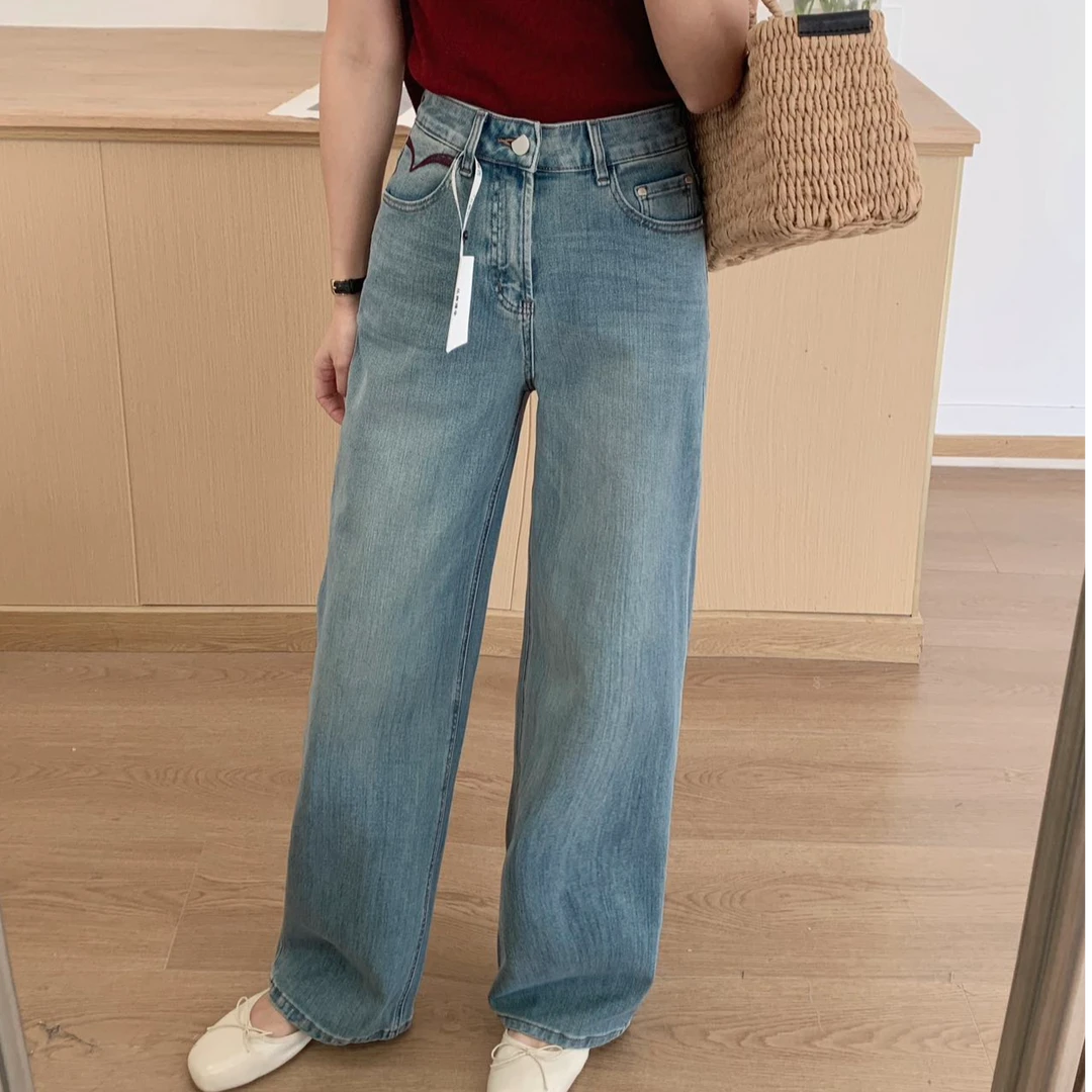 新款气质休闲韩版简约直筒牛仔裤K8102