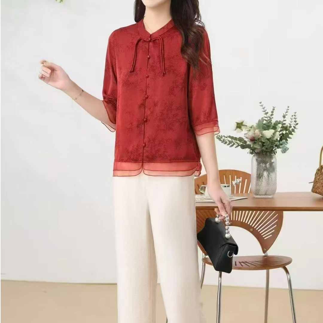 永博款妈妈春夏装国风小衫2025新款中老年新中式衬衫上衣