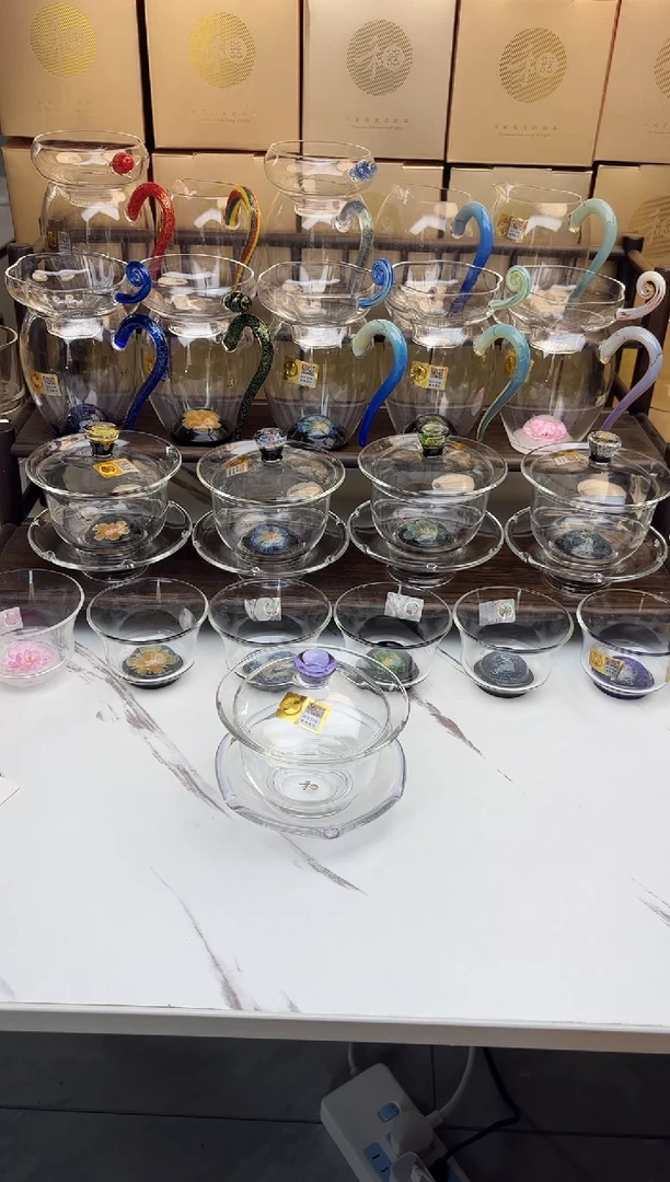 手工艺品琉璃牛**3禾器 禅语盖碗浅紫