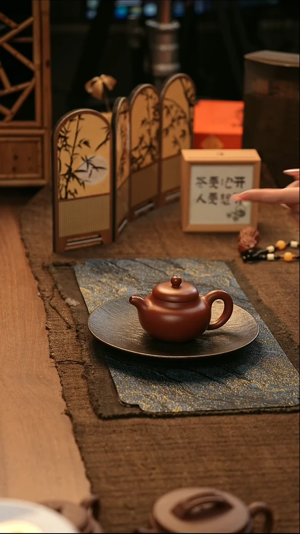 茶壶紫砂原矿紫砂壶  柿园