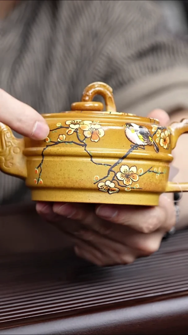 茶壶紫砂宜兴紫砂 黄金段泥 单圈汉瓦 松脂烧 李志刚 310cc