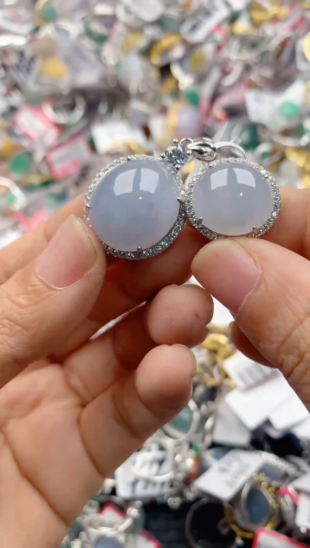 银S925镶嵌戒指翡翠444                 2