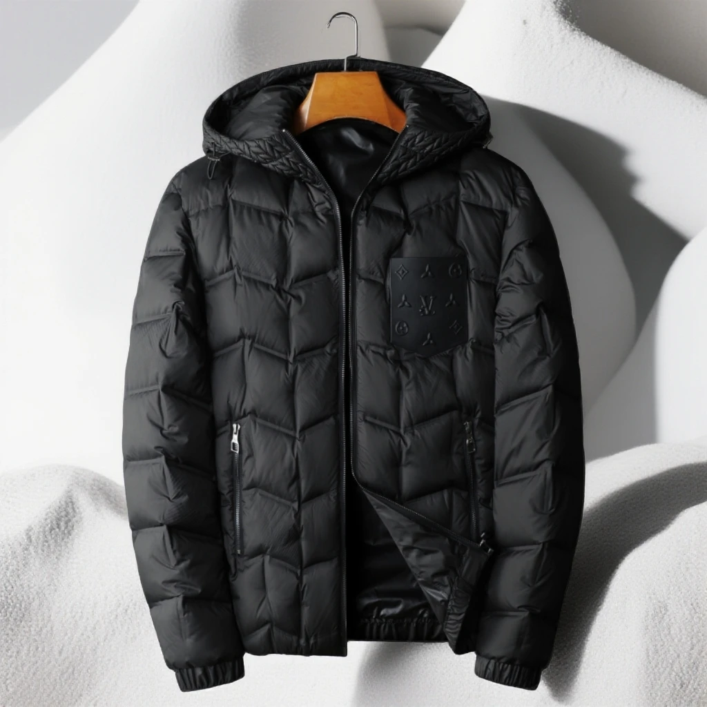 宾斯洛特冬季新款大码白鸭绒男士羽绒服保暖外套连帽修身轻便男装