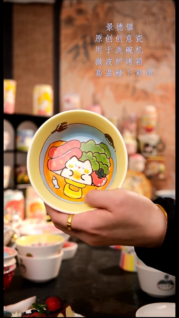摆件陶毛****胖旺的可以陶瓷手工手绘设计师款