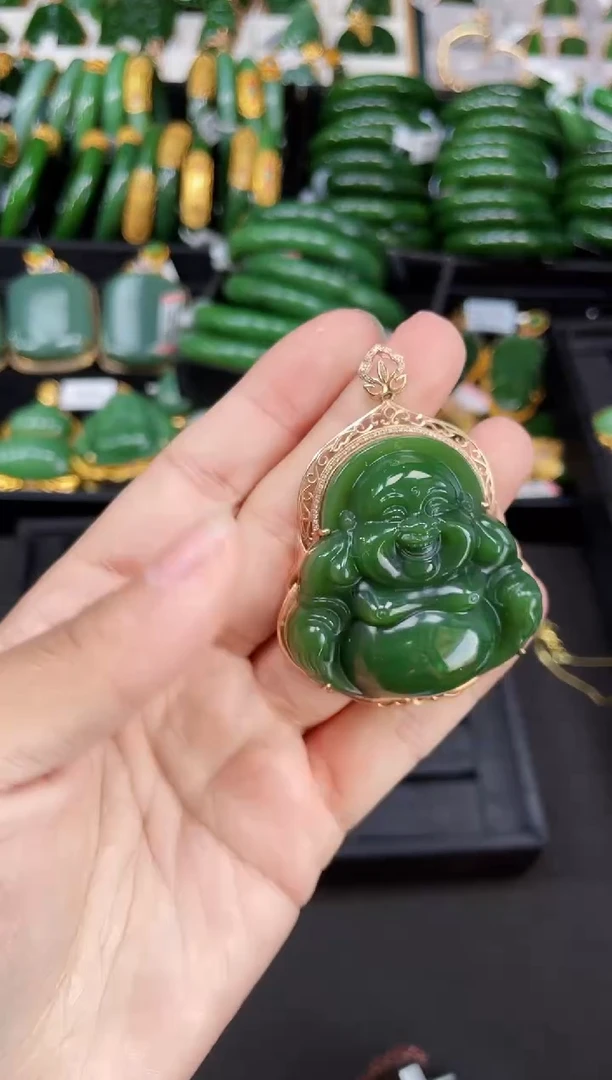 【闪购商品】和田玉吊坠18K金镶嵌45MM 多样性发一