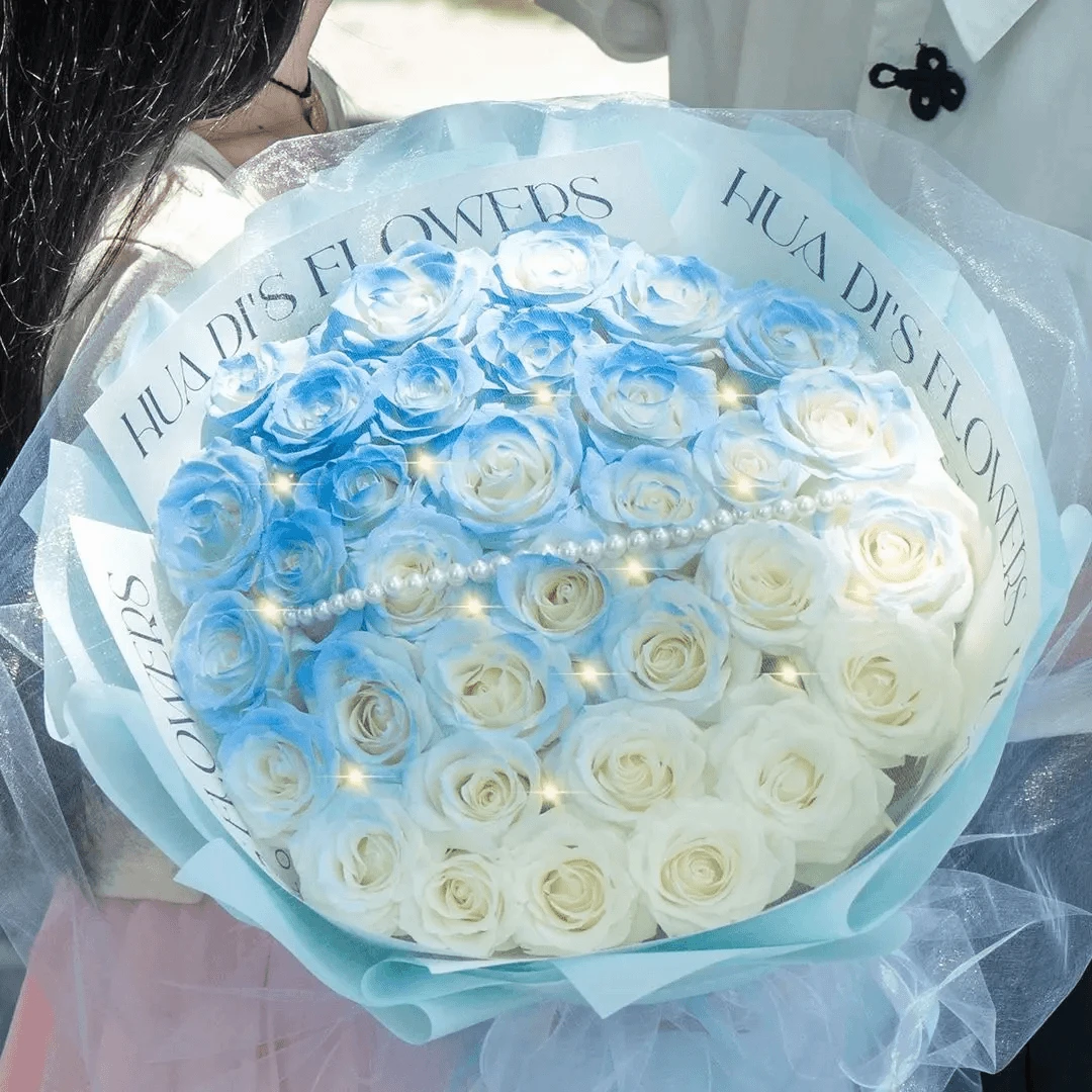 【送她星辰大海】碎冰蓝玫瑰花束女生闺蜜生日礼物推荐同城鲜花