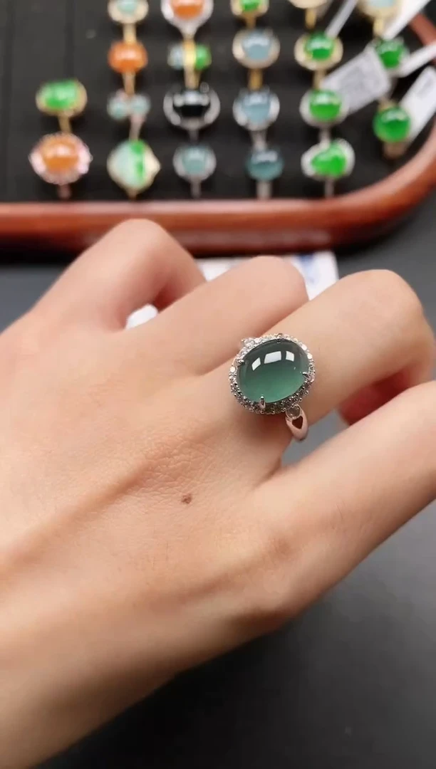 银S925镶嵌戒指翡翠11