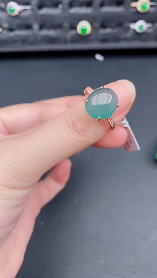 银S925镶嵌戒指翡翠天然a货翡翠166