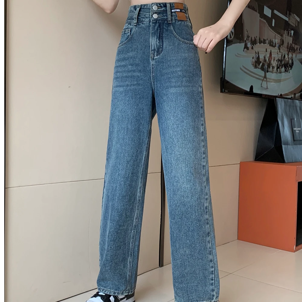 大码女装2025春装新款阔腿裤牛仔裤百搭胖妹妹长裤宽松型