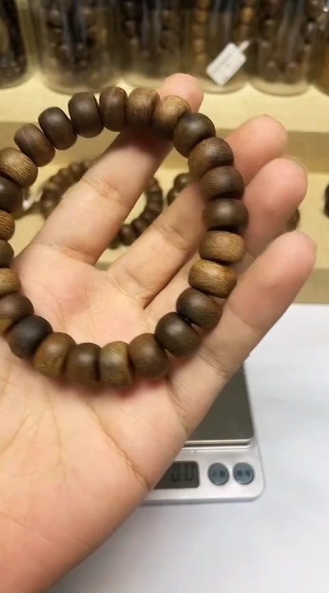 沉香手串迪****心沉香沉香手串算盘珠1.2文莱粗纹软丝沉水