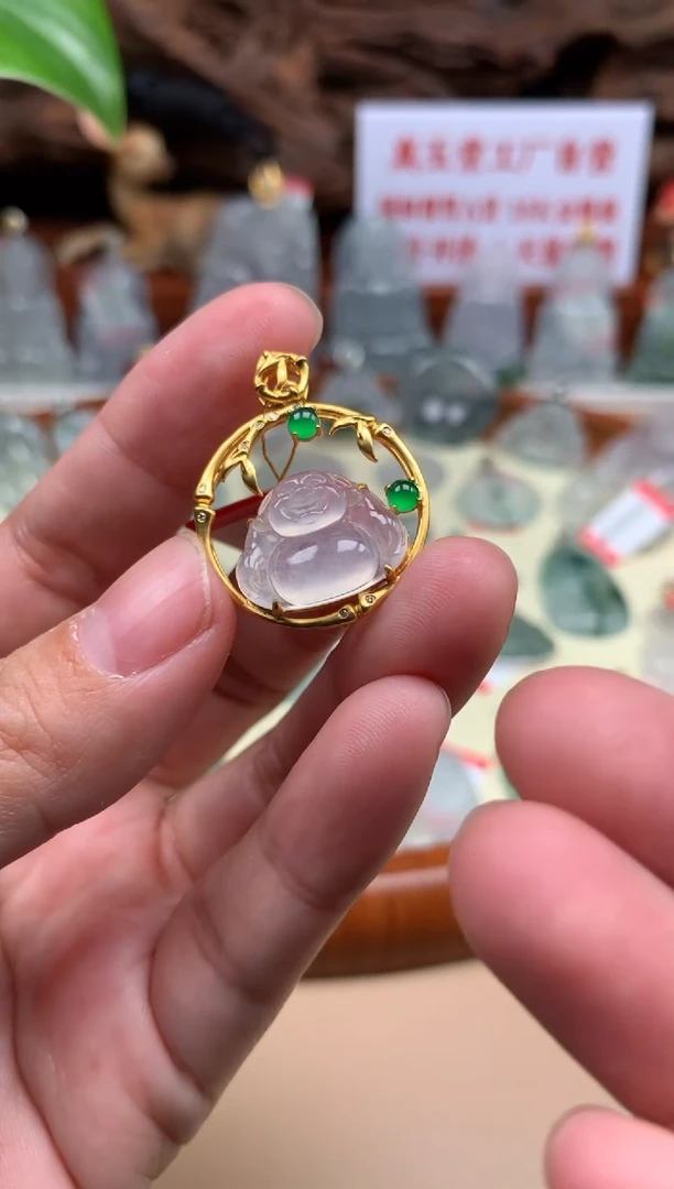 【闪购商品】翡翠颈饰18K金镶嵌佛公
