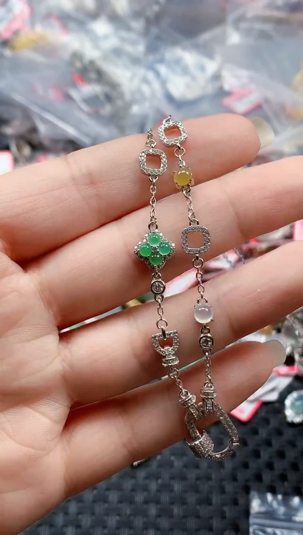 银S925镶嵌戒指翡翠天然A货缅甸翡翠