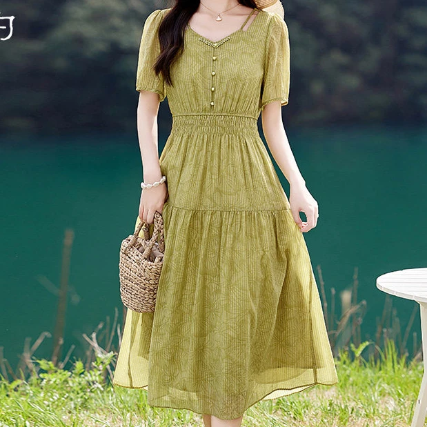 【XY1273】2025夏装新款时尚显瘦连衣裙修身显气质