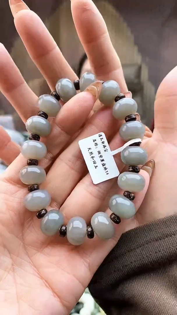 未镶嵌手串和田玉算盘珠烟紫14