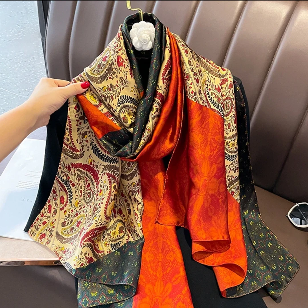 A006【曲意风华】丽锦缎轻奢高定丝巾披肩90*180