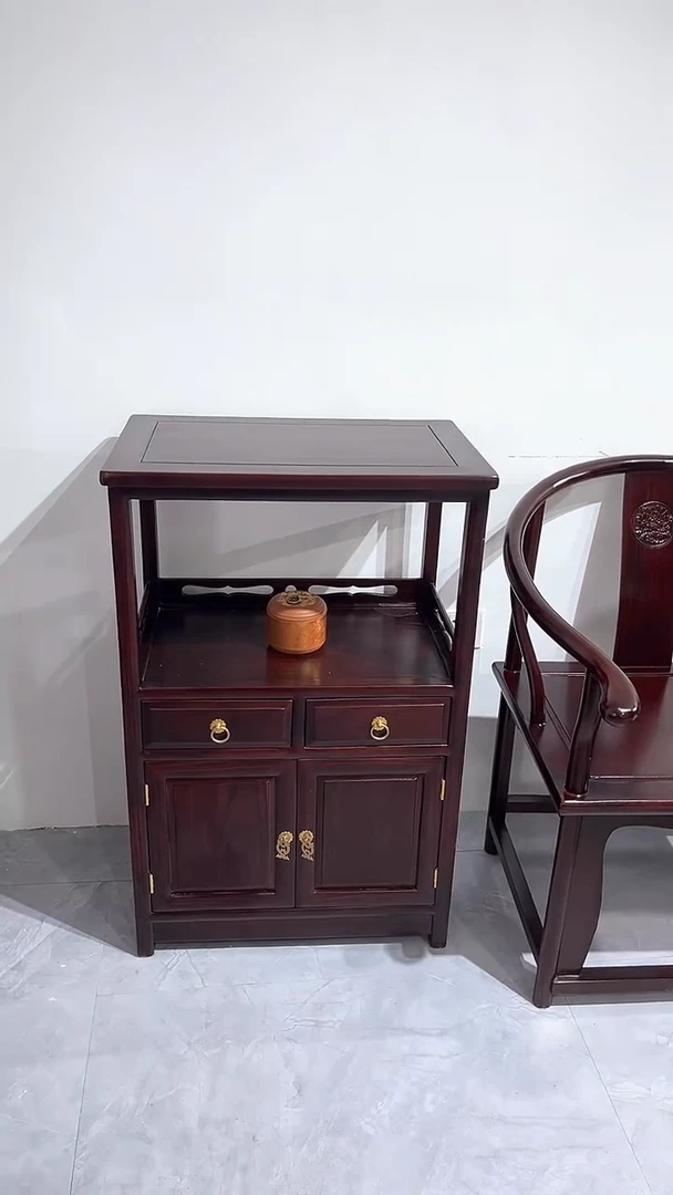 黑酸枝木类成套家具 黑酸枝茶水柜58*38*90高