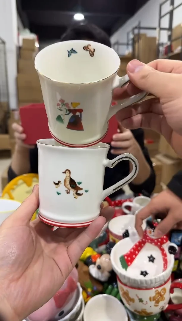 瓷片原盒千叶玫瑰对杯