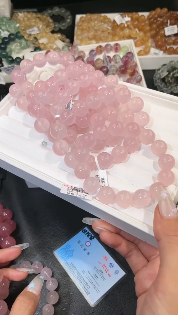 水晶手链未镶嵌多样性发一粉泡泡15mm