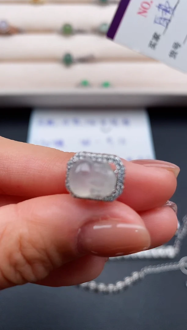 银S925镶嵌戒指翡翠777777+5