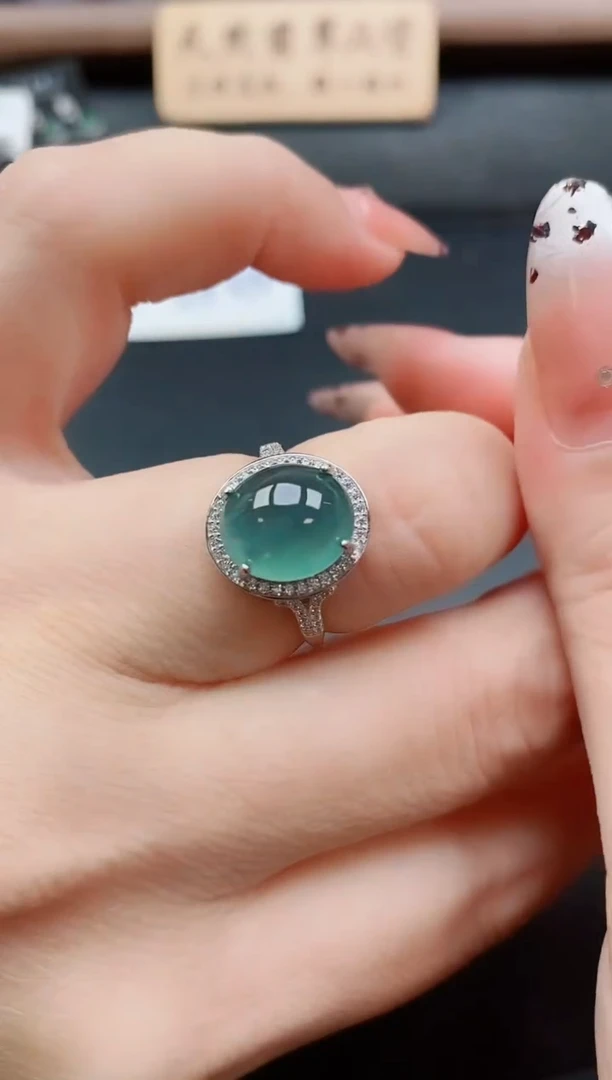 银S925镶嵌戒指翡翠11