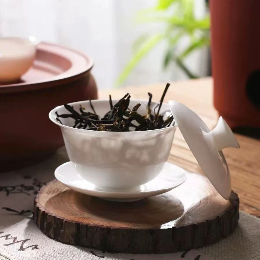 薄胎骨瓷盖碗单个高档茶杯功夫茶不烫手三才泡茶陶瓷盖碗茶具