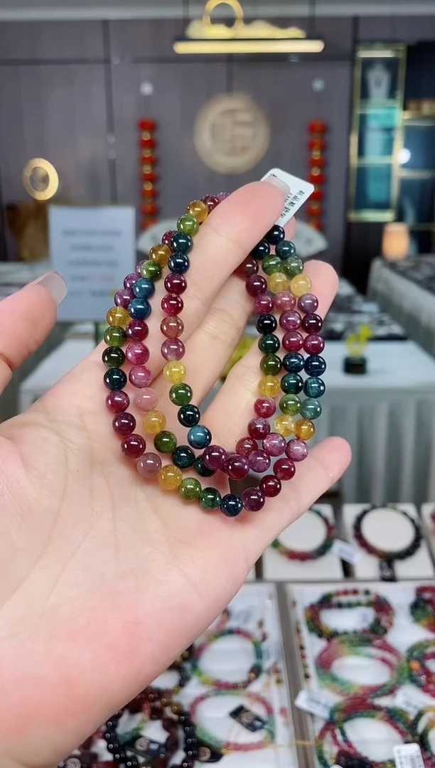 老矿碧玺三圈手串6mm+未镶嵌碧玺hon多样性发货一条