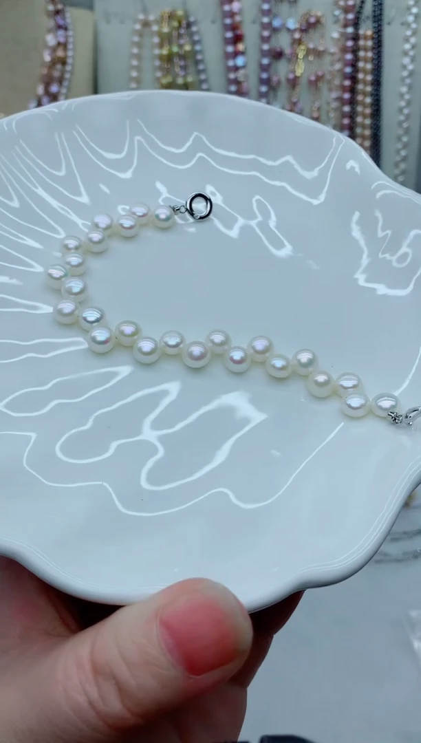 银S800镀金镶嵌手绳淡水珍珠多样性发其一【非无瑕】