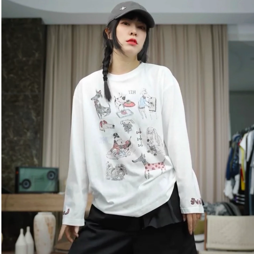 infobyfive2025夏季新款五月一群狗长袖圆领T恤NF0504163